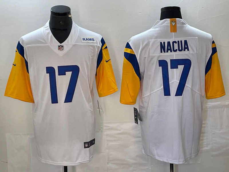 Men's Los Angeles Rams Puka Nacua #17 White Jersey